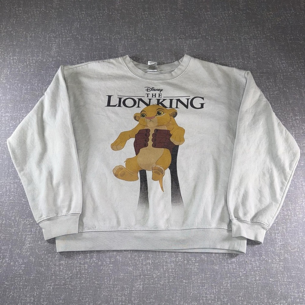 Disney Lion King Sweatshirt Teens XL 15-17 Gray Simba Crewneck Fleece Pullover